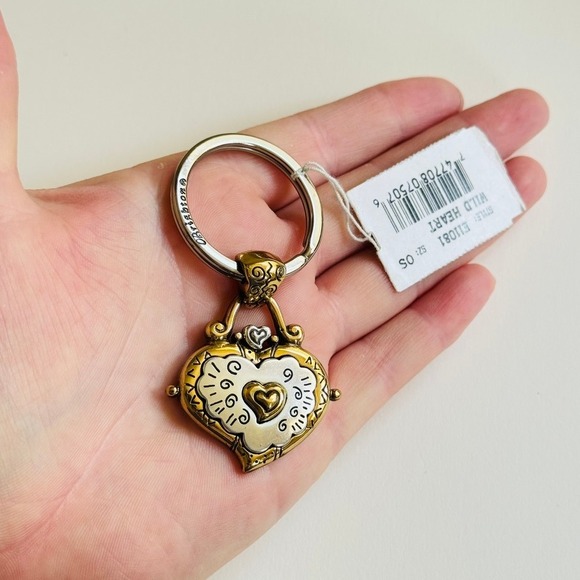 Brighton Wild Heart KeyChain Key Fob holder silver gold charm dangle NWT - Picture 1 of 6